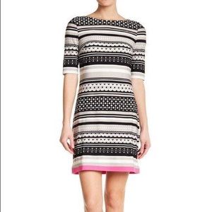 NWT Eliza J Striped Elbow Sleeve Shift Dress